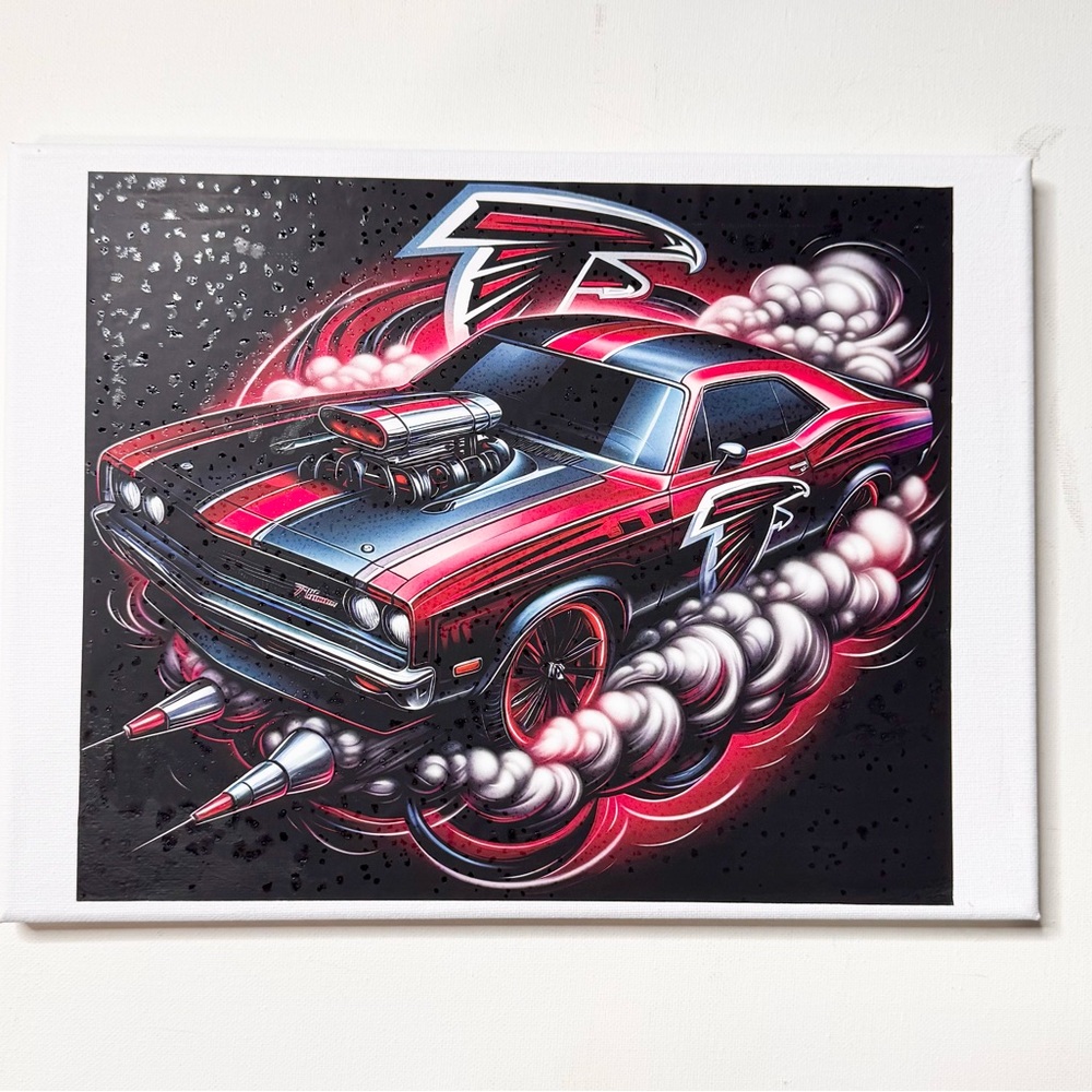 Red and Black Muscle Car Falcons Canvas Art
